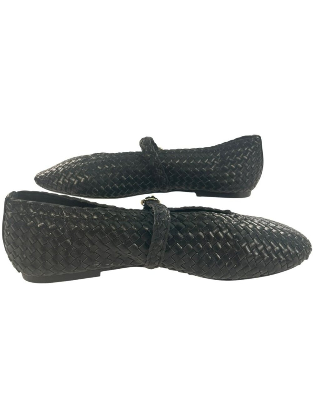 Cushionaire Bistro Black Woven Leather Mary Jane Flats Memory Foam Women's Sz 8 - Picture 2 of 11